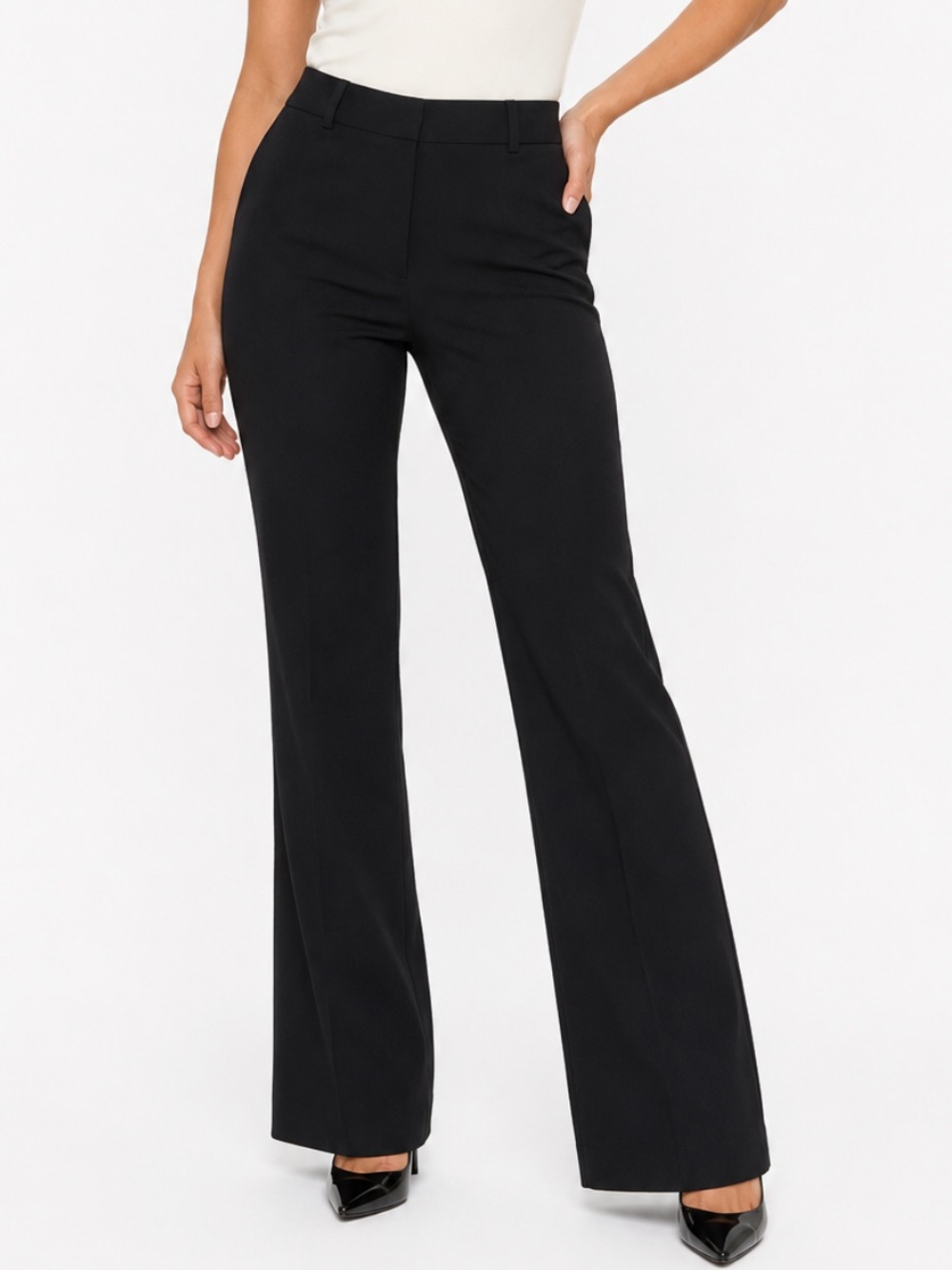 Aritzia Wilfred Black High Rise Flare Dress Pants Women Size 10 Tailored Classic